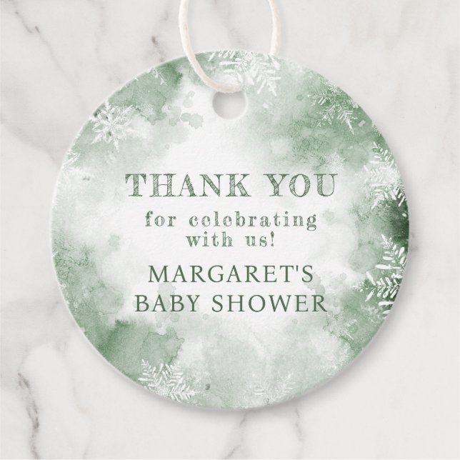 Danke für die Winterwunderland Babydusche Geschenkanhänger (Vorderseite)