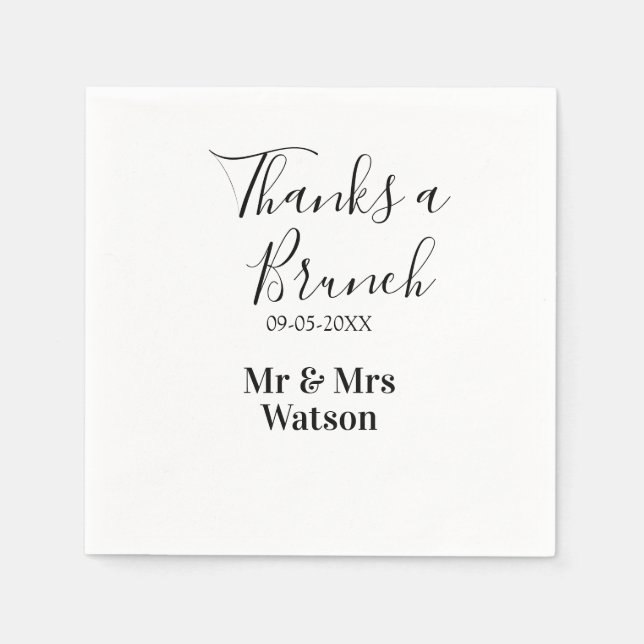 Danke für ein Brunch nach der Hochzeit Name Datum  Serviette (Vorderseite)