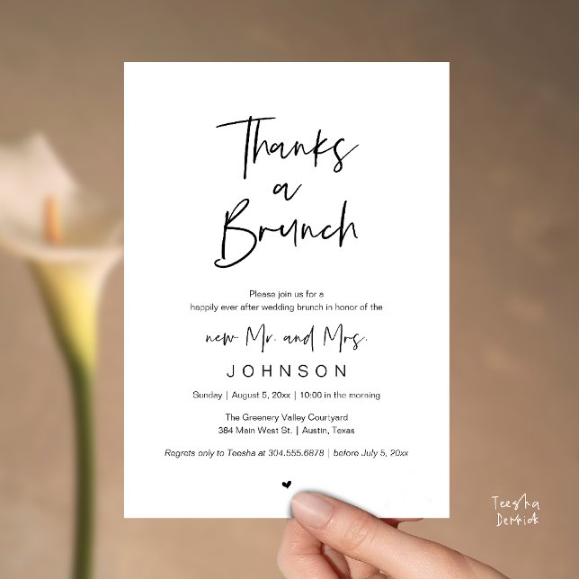 Danke für ein Brunch, postmoderne Hochzeitsfeier Einladung (Thanks a Brunch, Post modern wedding celebration, wedding crew, Invitation card, black and white)
