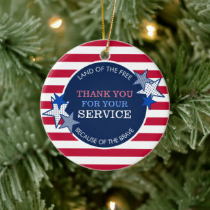 Danke für Euren Dienst Veteranen Sterne Streifen Keramik Ornament