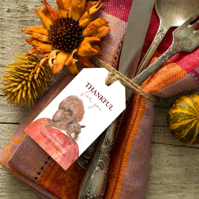 Danke für Ihr Eichhörnchen auf Pumpkin-Erntedank Geschenkanhänger (Von Creator hochgeladen)