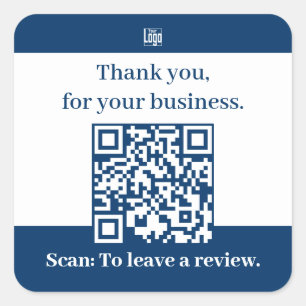 Danke für Ihr Geschäft QR-Code Bewertungs-Einladun Quadratischer Aufkleber
