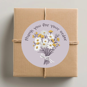 "Danke für Ihre Bestellung" Daisy Bouquet Custom Runder Aufkleber