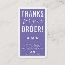DANKE FÜR IHRE BESTELLUNG einfügen modern lila Visitenkarte