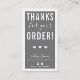 DANKE FÜR IHRE BESTELLUNG einfügen moderne grau gr Visitenkarte