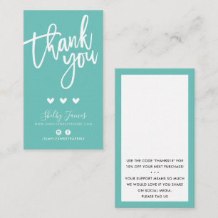 DANKE FÜR IHRE BESTELLUNG einfügen moderne Minze g Visitenkarte