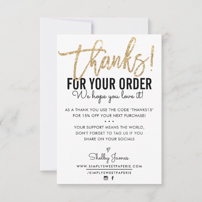 DANKE FÜR IHRE BESTELLUNG Einfügen modernes schwar (Vorderseite)