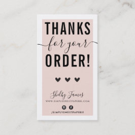 DANKE FÜR IHRE BESTELLUNG einfügen rosa schwarz Visitenkarte