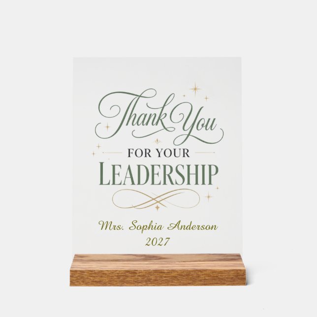 Danke für Ihre Führung Personalized  Acrylschild (Vorderseite)