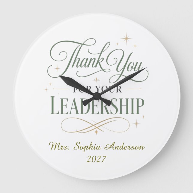 Danke für Ihre Führung Personalized  Große Wanduhr (Vorderseite)