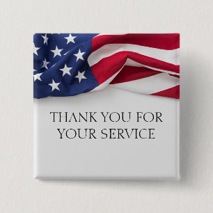 Danke für Ihren Dienst Amerikanische Flagge  Button