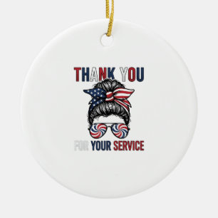 Danke für Ihren Dienst Patriotischer Unordentliche Keramik Ornament