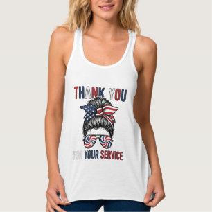 Danke für Ihren Dienst Patriotischer Unordentliche Tank Top