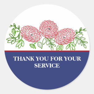 Danke für Ihren Dienst Veterans Day Mohnblume Runder Aufkleber
