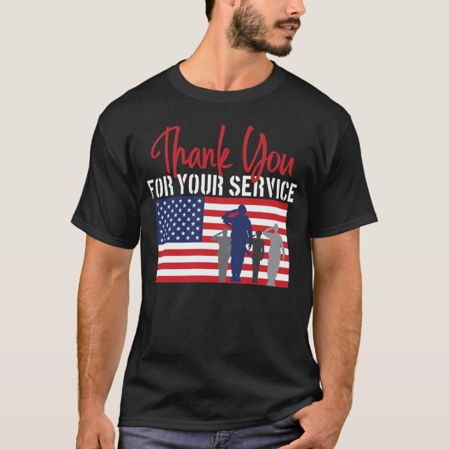 Danke für Ihren Service-patriotischen Veteran T-Shirt (Vorderseite)