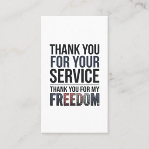 Danke für meine Freiheit Patriotisches Veteran-Shi Visitenkarte