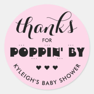 Danke für Poppin' by Baby Shower Popcorn Pink Runder Aufkleber