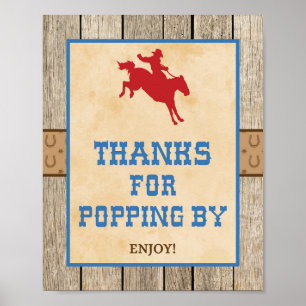 Danke für Popping By Cowboy Party Sign Poster