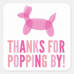 Danke für Popping By Girl Babyaufkleber Quadratischer Aufkleber