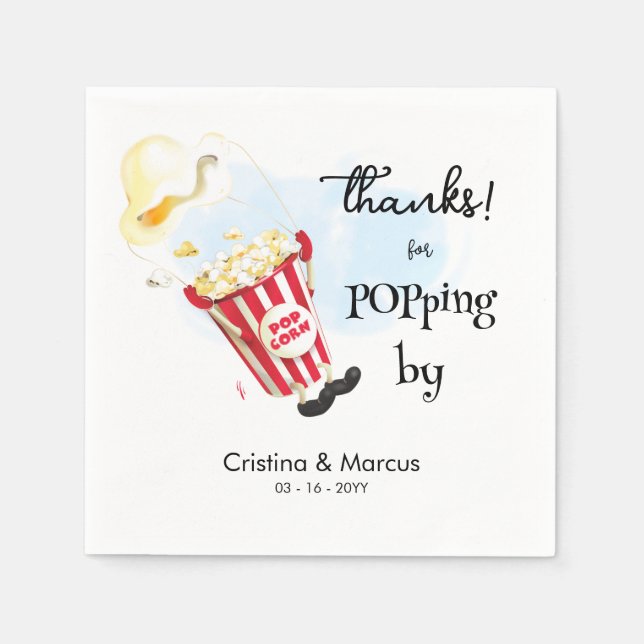 Danke für Popping By Popcorn Event Serviette (Vorderseite)