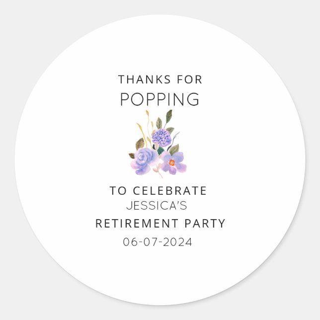 Danke für Popping Retirement Party Popcorn für die Runder Aufkleber (Vorderseite)