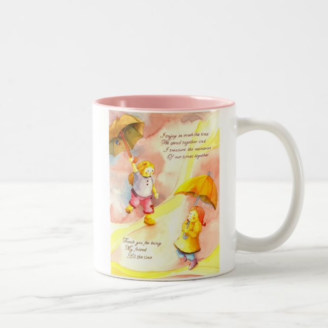 Danke für Sein meine Freund-Tasse Zweifarbige Tasse (Rechts)