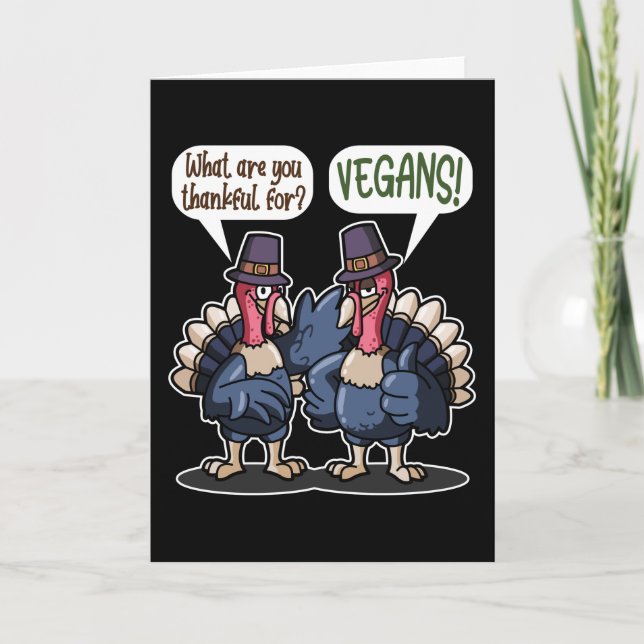 Danke für Vegans Funny Turkey Erntedank Geschenk Karte (Vorderseite)