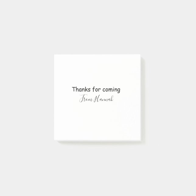 Danke fürs Kommen Add Name Textnachricht Babyshowe Post-it Klebezettel (Vorderseite)