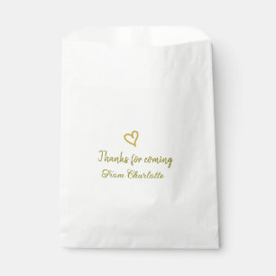 Danke fürs Kommen add name Textnachricht goldenes Geschenktütchen