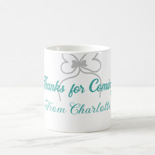 Danke fürs Kommen Name des Textes graue Schleife Kaffeetasse