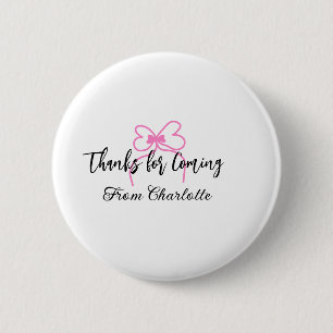 Danke fürs Kommen Name des Textes Nachricht rosa S Button