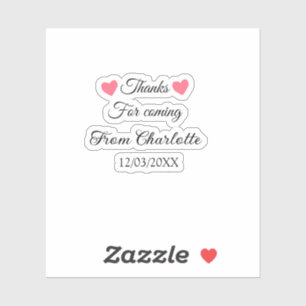 Danke fürs Kommen Name Text Nachricht  Aufkleber