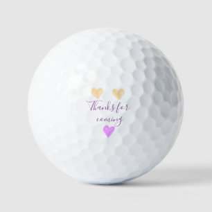 Danke fürs Kommen Name Text Orange Lila Herz Golfball