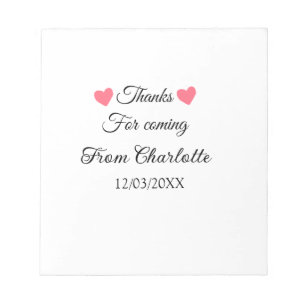 Danke fürs Kommen Name Textnachricht  Notizblock