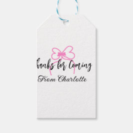 Danke fürs Kommen Name Textnachricht rosa Schleife Geschenkanhänger