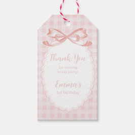 Danke fürs Kommen zum 1. Geburtstag Pink Gingham G Geschenkanhänger