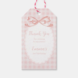 Danke fürs Kommen zum 1. Geburtstag Pink Gingham G Geschenkanhänger
