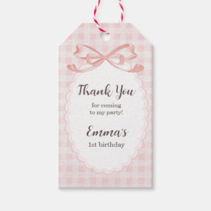 Danke fürs Kommen zum 1. Geburtstag Rosa Gingham Geschenkanhänger