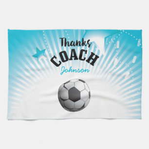 Danke Fußball Coach Aqua Blue Stars Ball Küchentuch