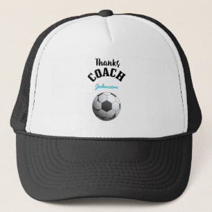 Danke Fußball Coach Aqua Blue Stars Ball Truckerkappe
