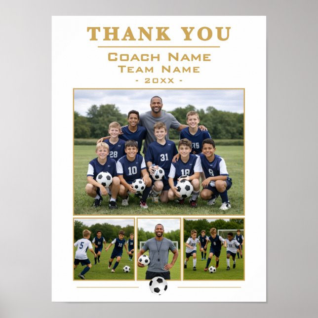 Danke Fußballmannschaft Trainer Geschenk Poster (Vorne)