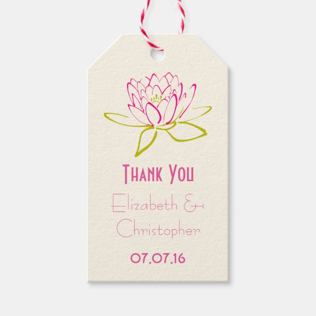 Danke Gastgeschenk Hochzeit Lotus Blume Geschenkanhänger (Vorderseite)