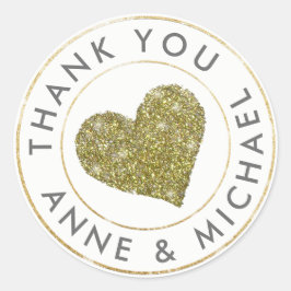 Danke / Gastgeschenk Hochzeit mit Goldherz Runder Aufkleber
