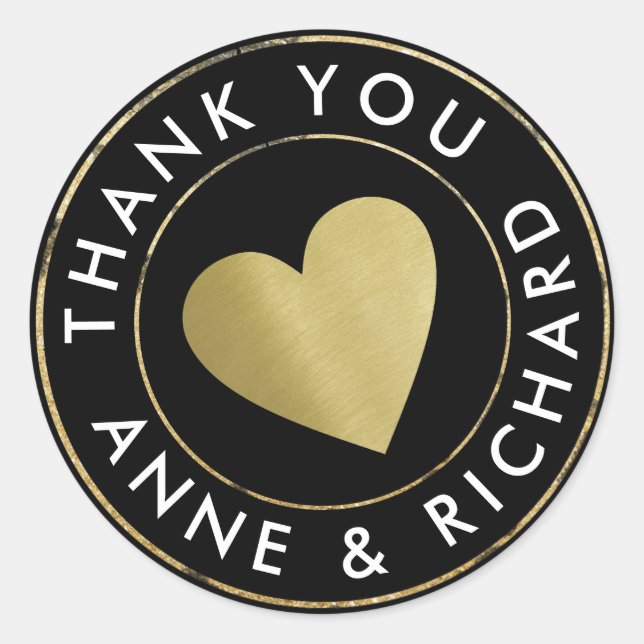 Danke / Gastgeschenk Hochzeit schwarz Runder Aufkleber (Vorderseite)