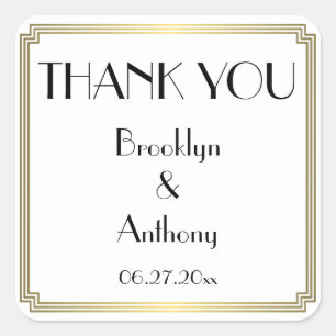 Danke Gatsby Art Deco White Wedding Stickers