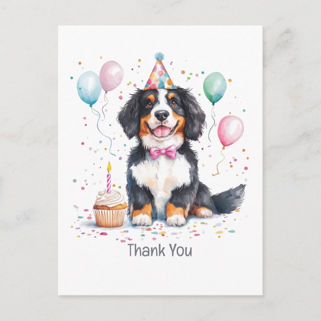Danke Geburtstag Berner Sennenhund Postkarte (Vorderseite)