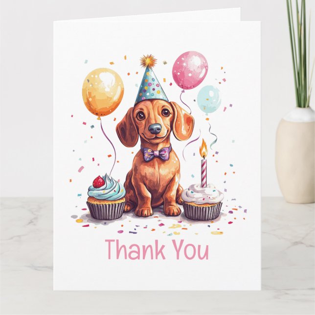 Danke Geburtstag Dachshund Hund  (Vorderseite)