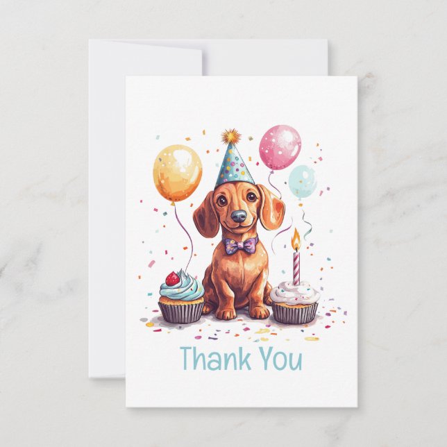 Danke Geburtstag Dachshund Hund  (Vorderseite)