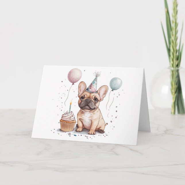 Danke Geburtstag Französischer Bulldogge (Vorderseite)