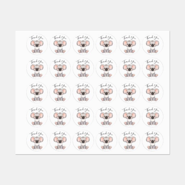 Danke Geburtstag koala Label Etiketten (Blatt)